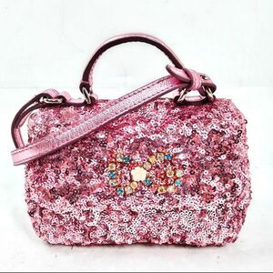 Auth Dolce & Gabbana Pink Sequins Mini Bambino Crossbody Bag